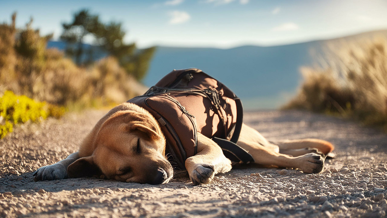 Chien allongé au sol, victime possible de coup de chaleur. Que faire ?